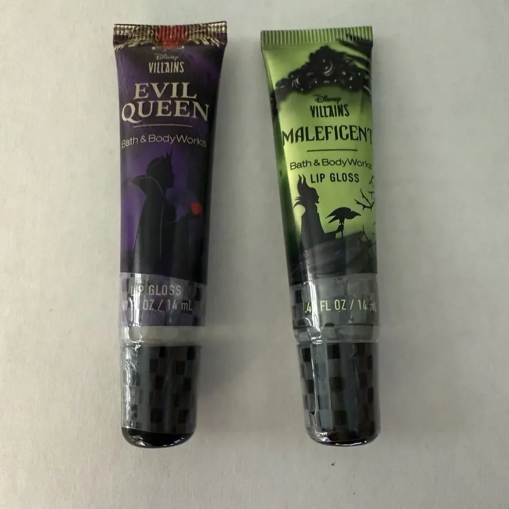 Disney Villains Maleficent & Evil Queen Lip Gloss Bath & Body Works Set of 2 New